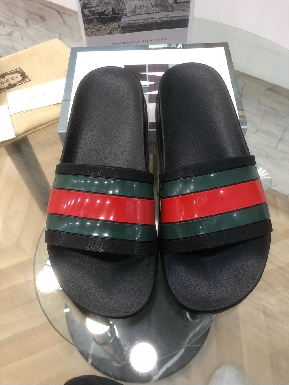 Gucci Web Rubber Slide - Picture 5 of 6